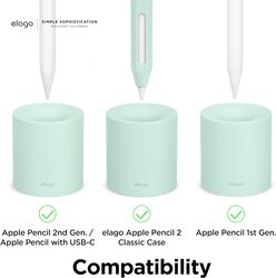 elago Silicone Stand Compatible with Apple Pencil (1st and 2nd Generation), Apple Pencil (USB-C) and Any Tablet Stylus Pen with or Without Case or Sleeve, Durable Holder - Mint